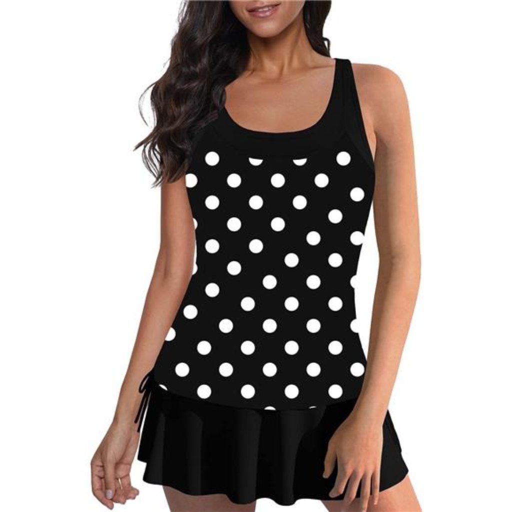 Flowy Tankini Bathing Suits Tummy Control Two Piece With Skirt For Women